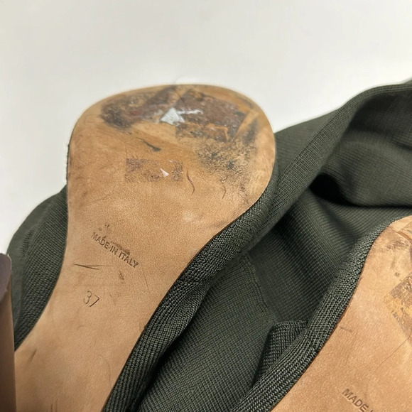 Yeezy Season 2 Boots Thigh High Open Toe Sock High Heels Olive Green Size 37 7 - Picture 9 of 12